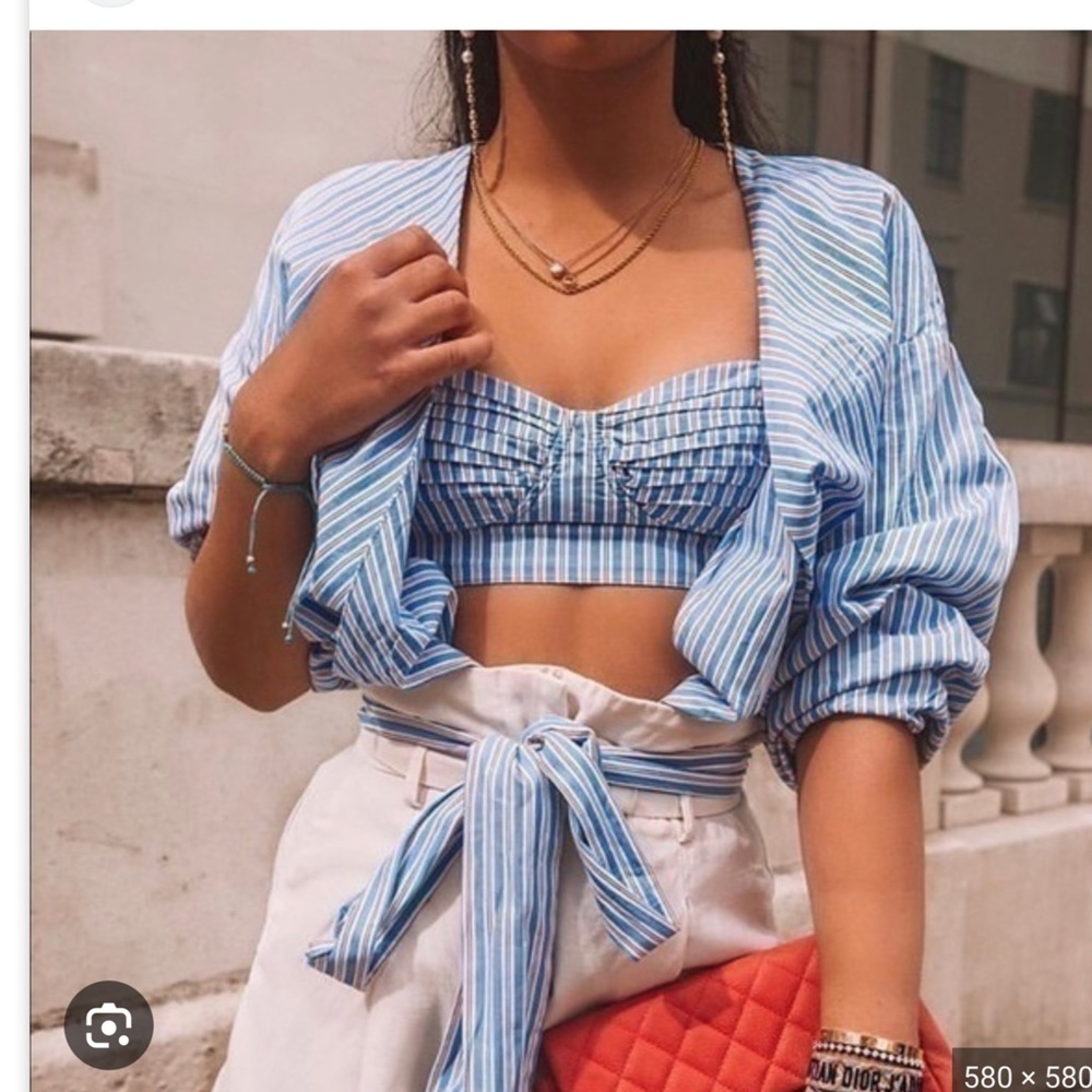Zara 2 in 1 cropped top with wrapped matching shirt